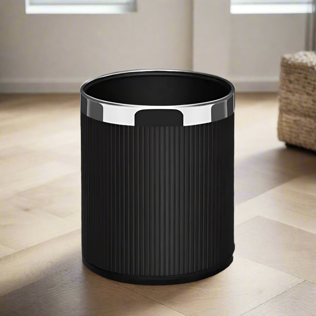 Columns Waste Bin 10L - Black & Steel