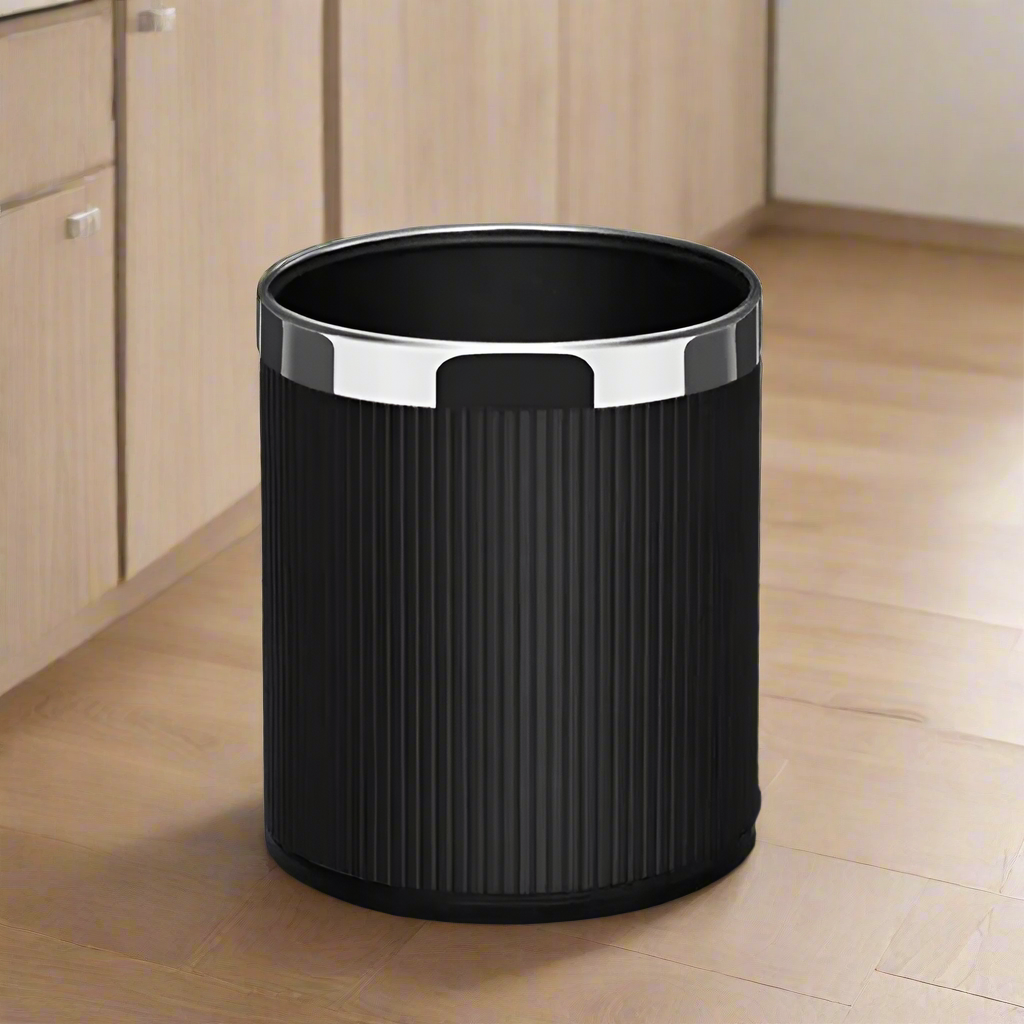 Columns Waste Bin 10L - Black & Steel