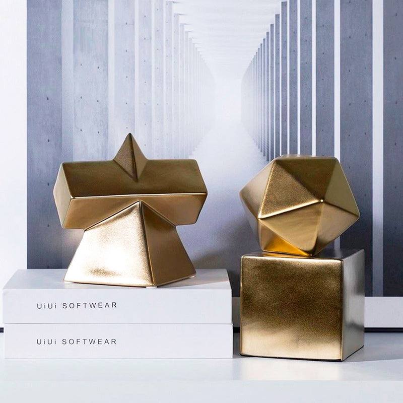 Enhabit Cross Pyramid Decorative Sculpture - Gold