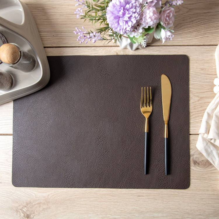 Enhabit Faux Leather Rectangular Placemats, Set of 2 - Coffee Brown