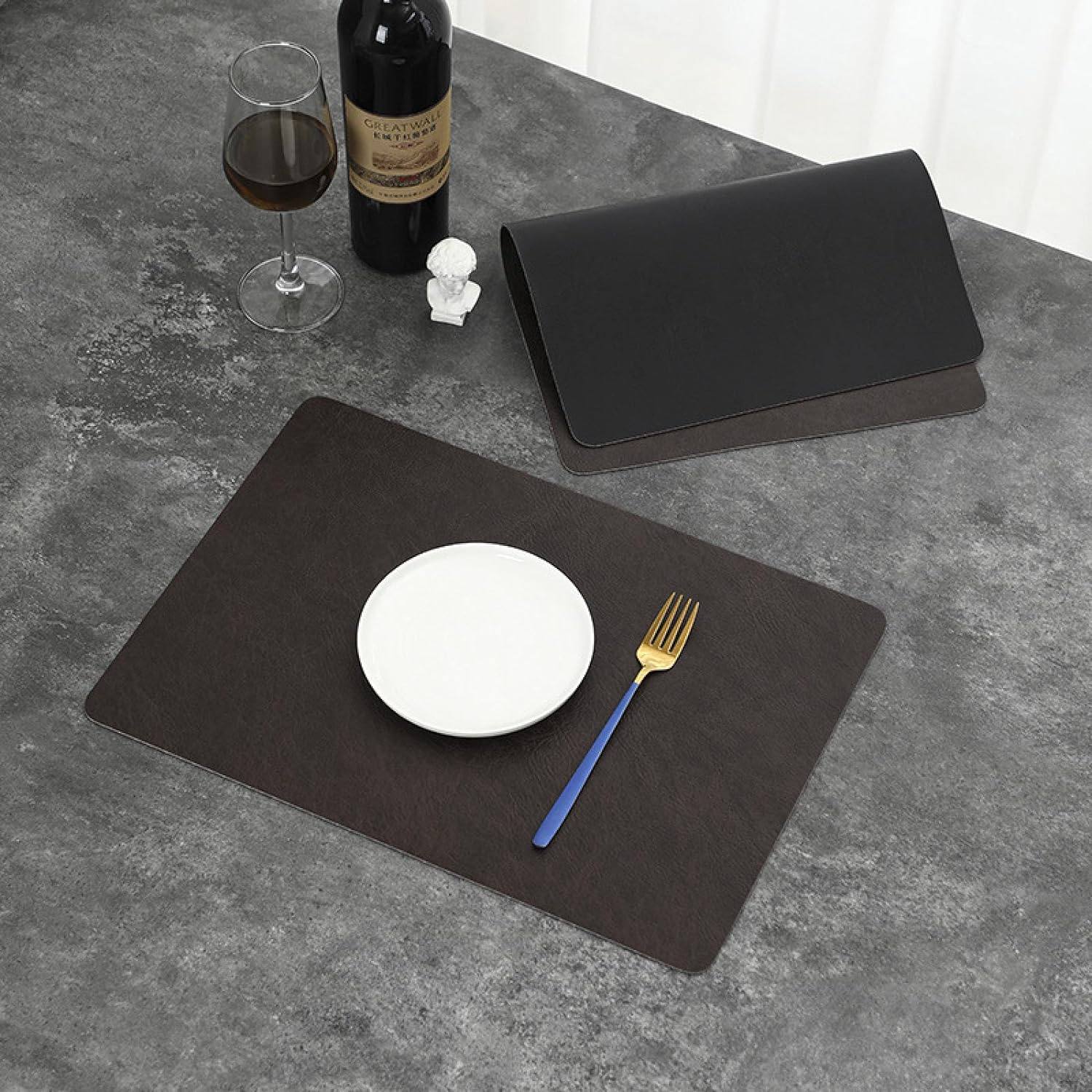 Enhabit Faux Leather Rectangular Placemats, Set of 2 - Coffee Brown