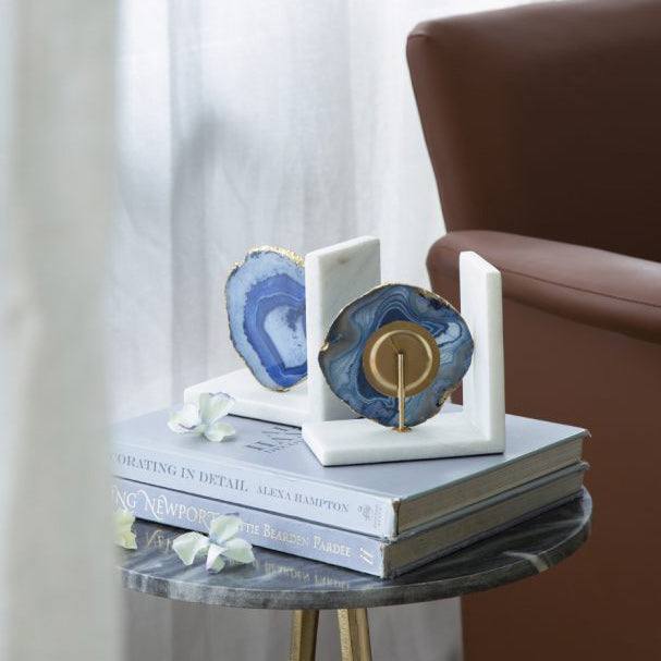 Enhabit Geode Bookends with Marble Base, Set of 2