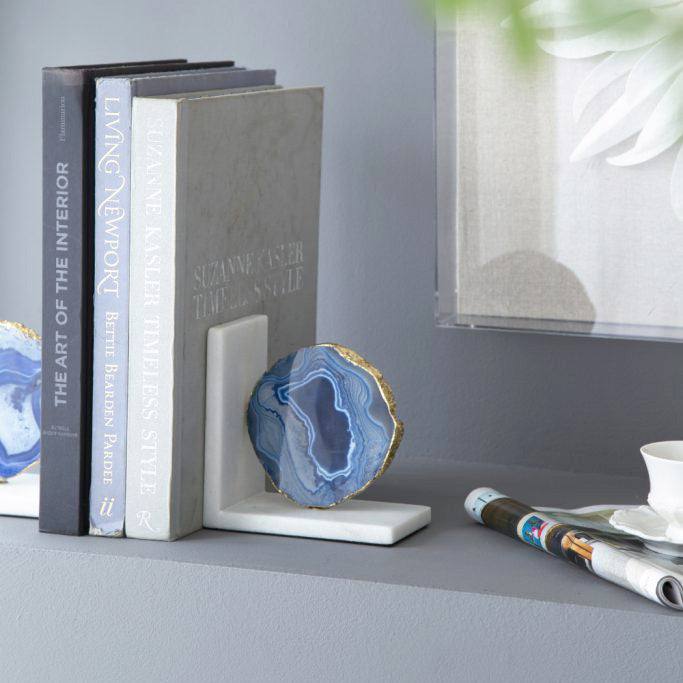 Enhabit Geode Bookends with Marble Base, Set of 2