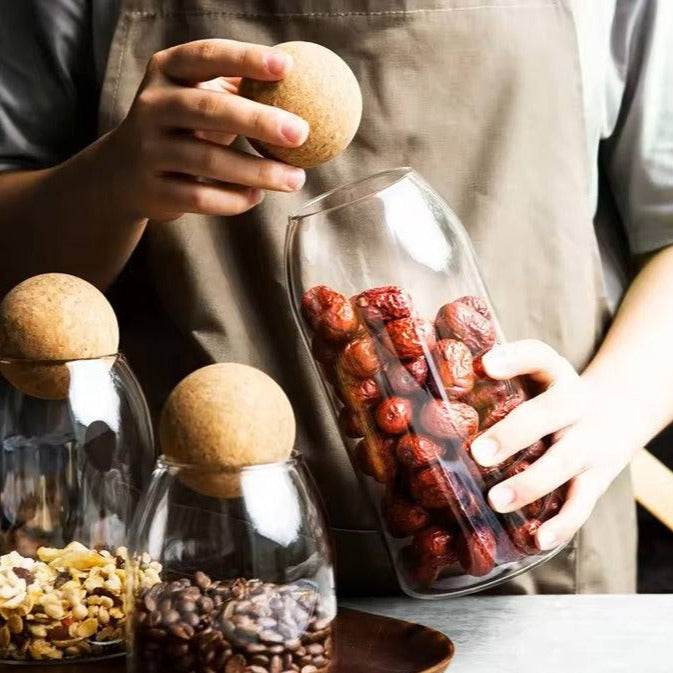 Enhabit Glass Cylindrical Jar with Cork Stopper Large