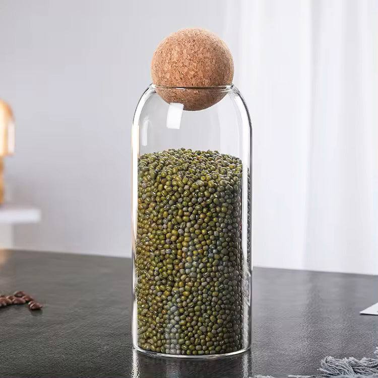 Enhabit Glass Cylindrical Jar with Cork Stopper Large