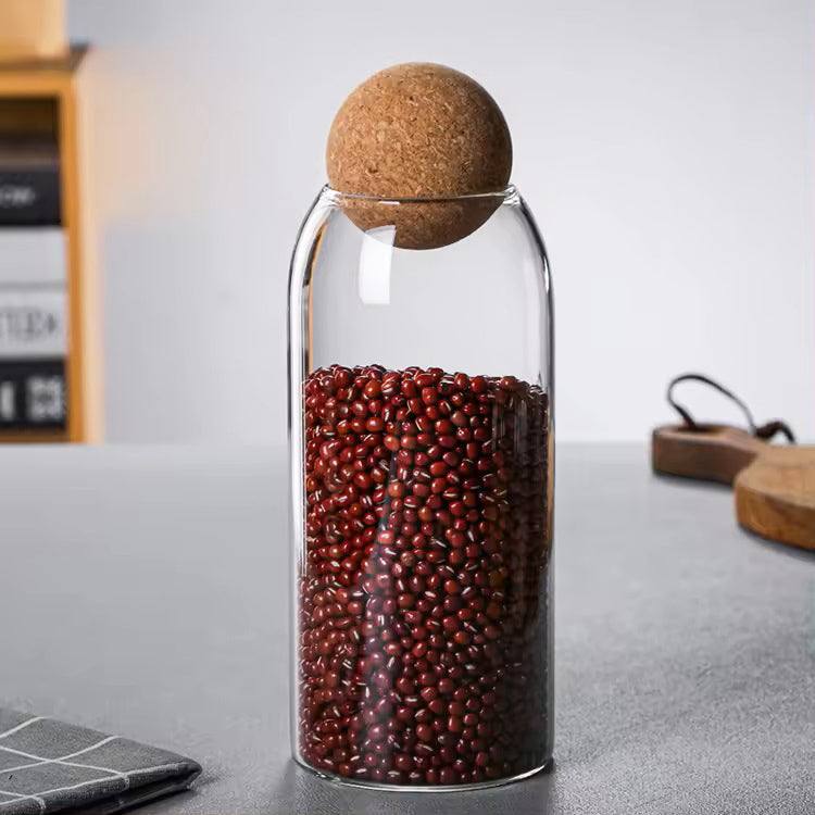 Enhabit Glass Cylindrical Jar with Cork Stopper Large