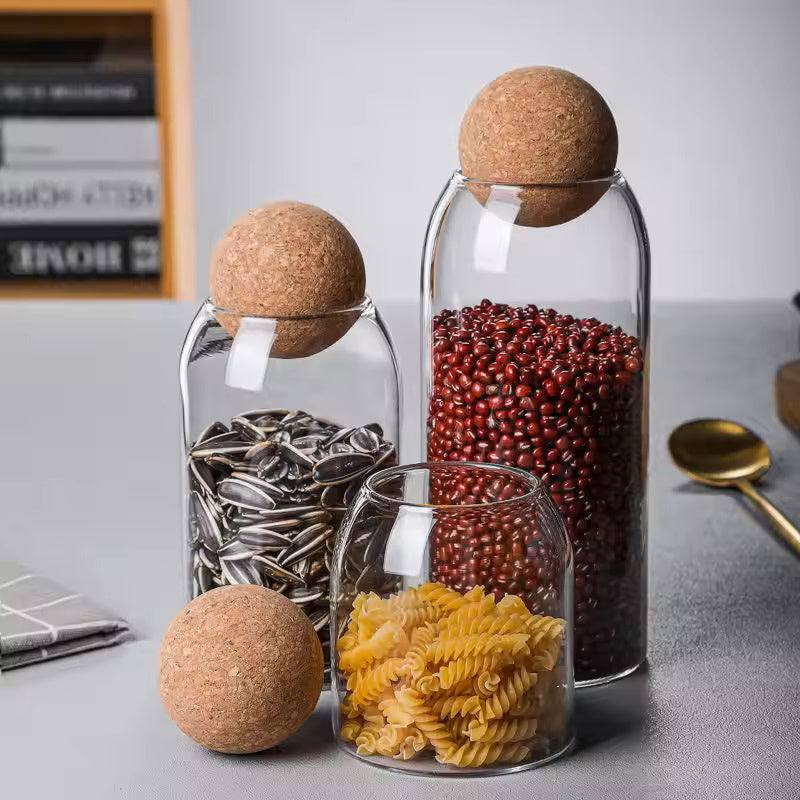Enhabit Glass Cylindrical Jar with Cork Stopper Large