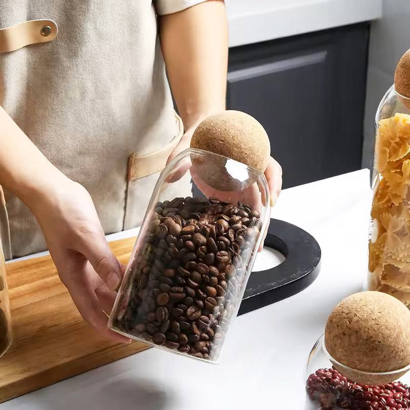Enhabit Glass Cylindrical Jar with Cork Stopper Medium