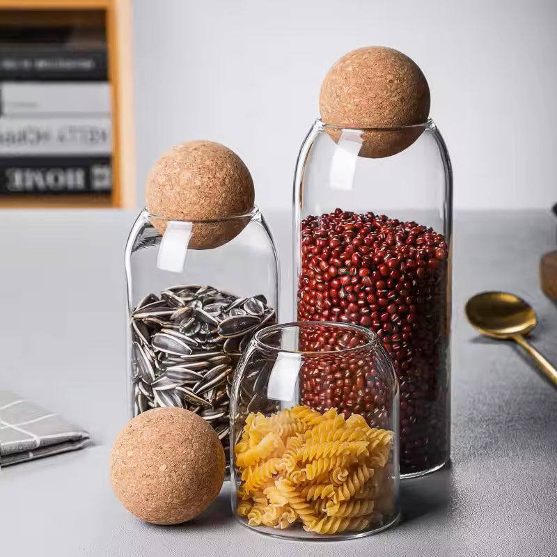 Enhabit Glass Cylindrical Jar with Cork Stopper Small