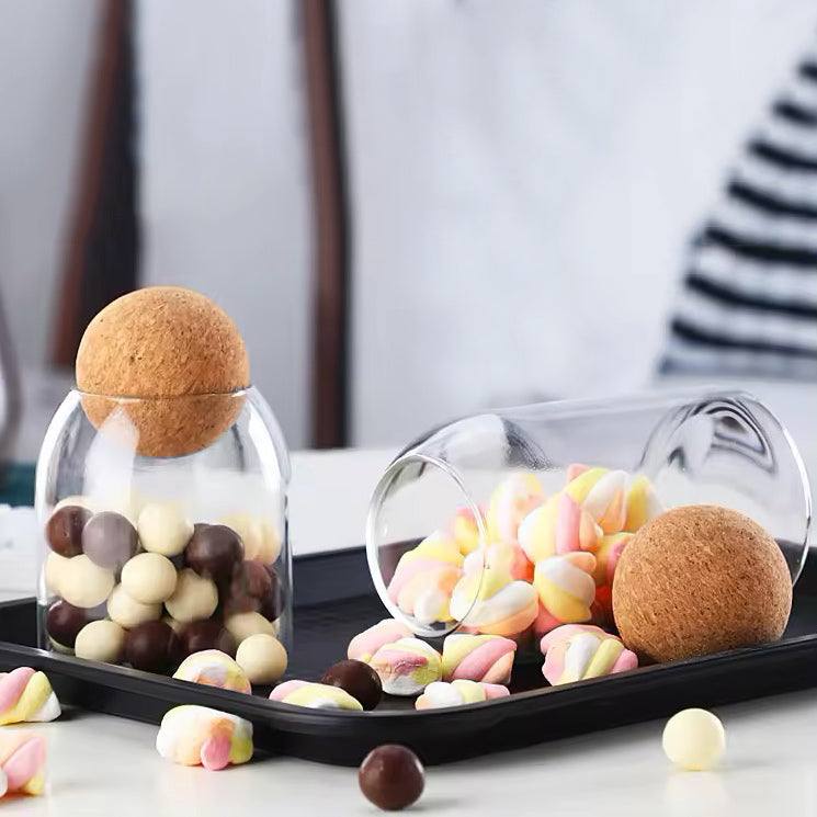 Enhabit Glass Cylindrical Jar with Cork Stopper Small