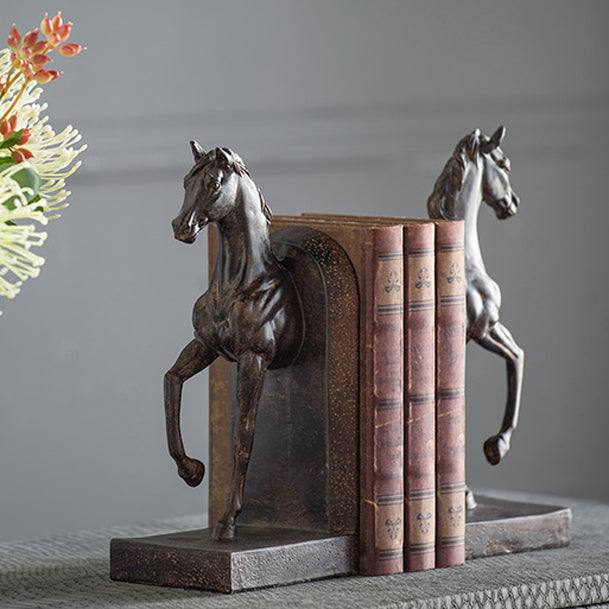 Enhabit Horse Bookends, Set of 2 - Vintage Brown