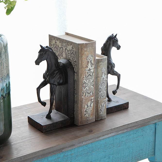 Enhabit Horse Bookends, Set of 2 - Vintage Brown