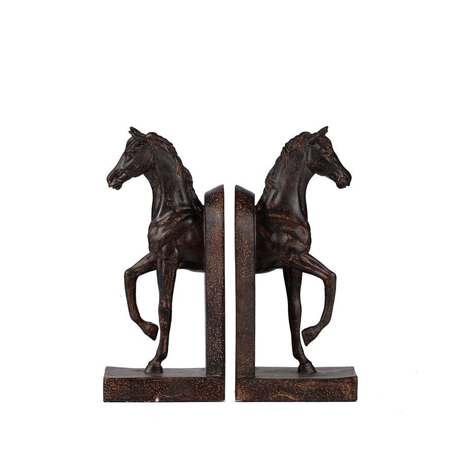 Enhabit Horse Bookends, Set of 2 - Vintage Brown