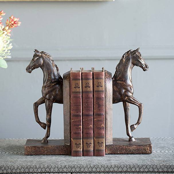 Enhabit Horse Bookends, Set of 2 - Vintage Brown