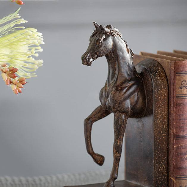 Enhabit Horse Bookends, Set of 2 - Vintage Brown