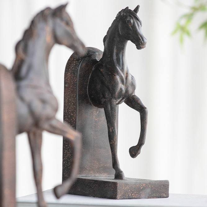Enhabit Horse Bookends, Set of 2 - Vintage Brown