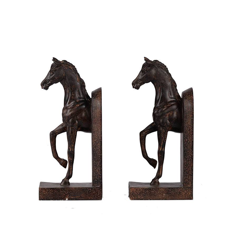 Enhabit Horse Bookends, Set of 2 - Vintage Brown