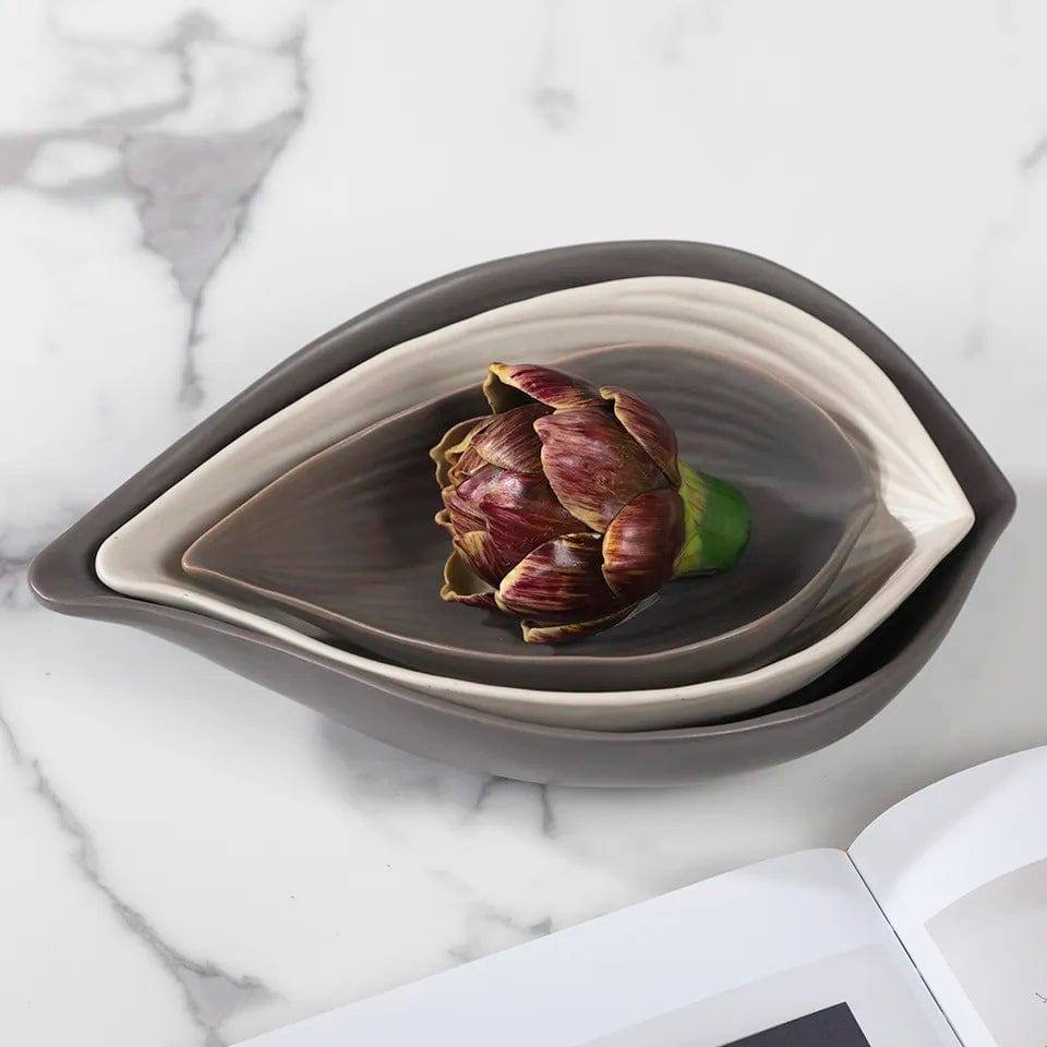 Enhabit Leaf Ceramic Dish - Grey