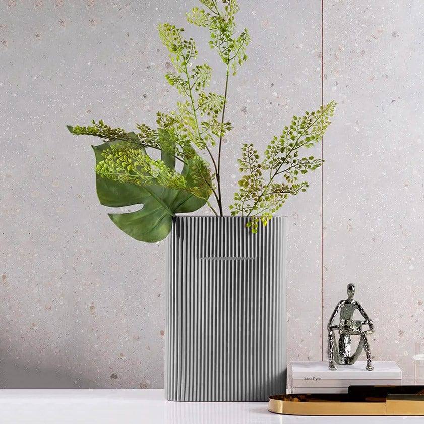 Enhabit Lines Porcelain Vase - Grey