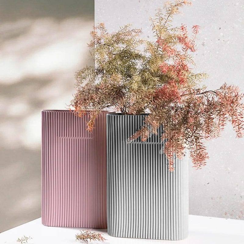 Enhabit Lines Porcelain Vase - Grey