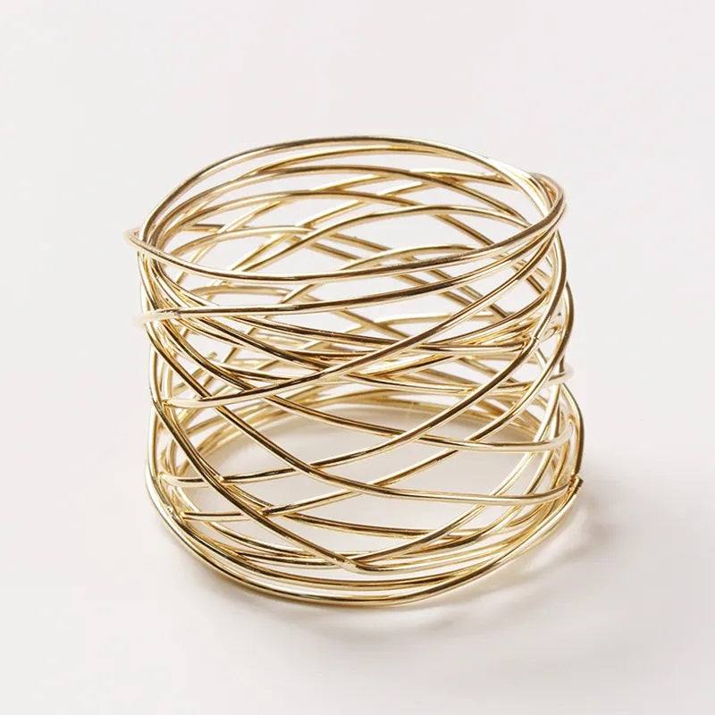 Enhabit Mesh Napkin Rings, Set of 6 - Gold