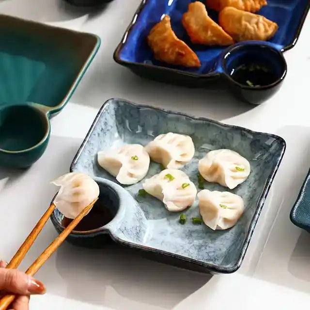 Enhabit Oasis Square Dimsum Plate - Cool Grey