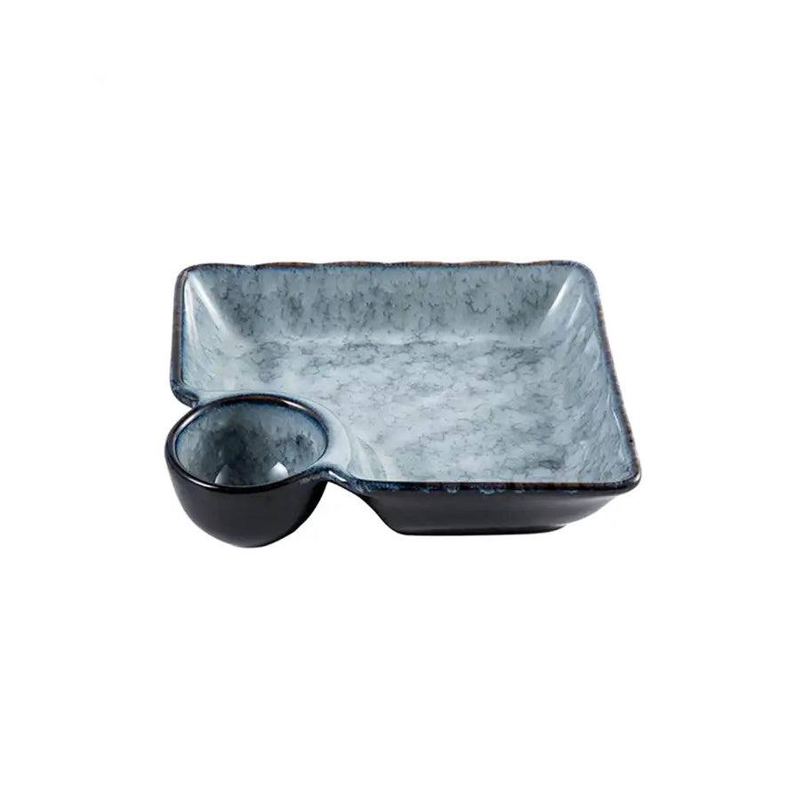 Enhabit Oasis Square Dimsum Plate - Cool Grey
