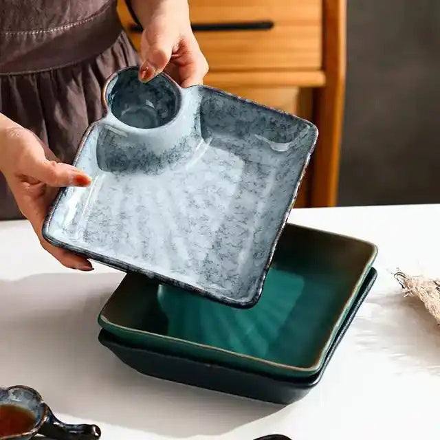 Enhabit Oasis Square Dimsum Plate - Cool Grey