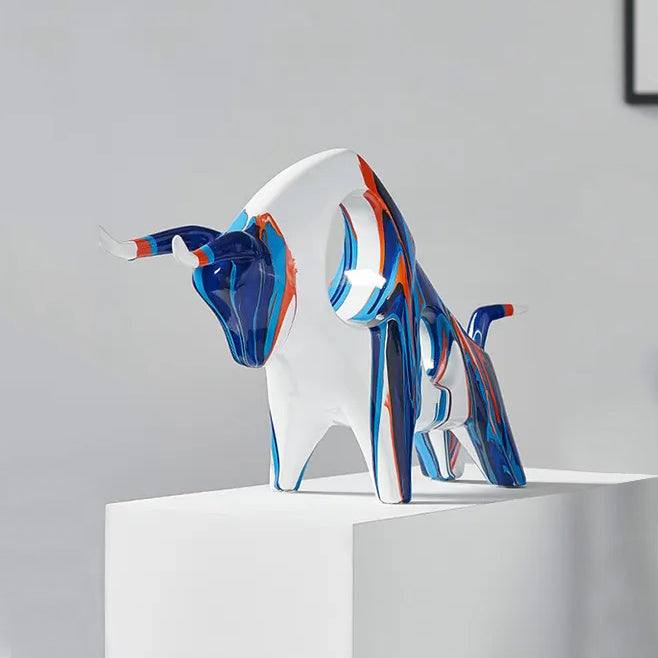 Enhabit Prime Bull Decorative Sculpture - Splash Blue