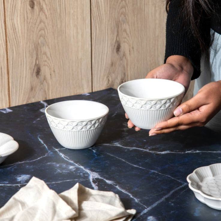 Primrose Small Bowls, Set of Chiffon White