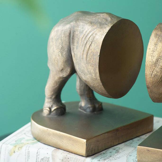 Enhabit Rhino Bookends, Set of 2 - Bronze