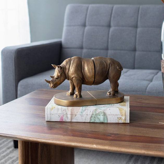 Enhabit Rhino Bookends, Set of 2 - Bronze
