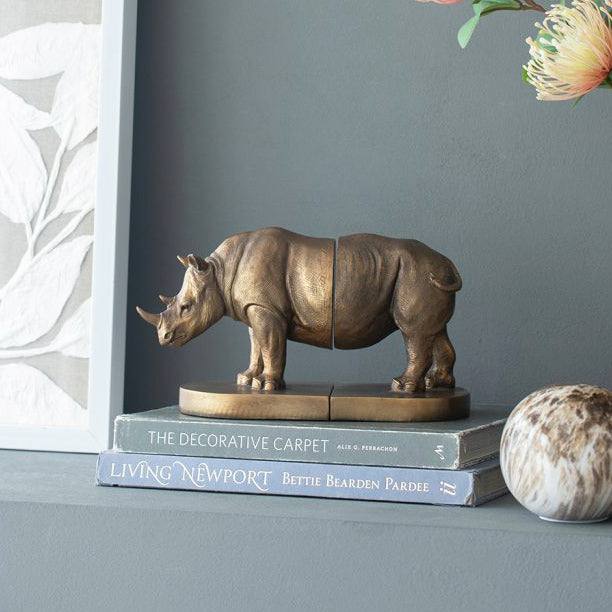 Enhabit Rhino Bookends, Set of 2 - Bronze