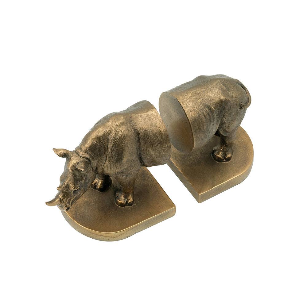 Enhabit Rhino Bookends, Set of 2 - Bronze