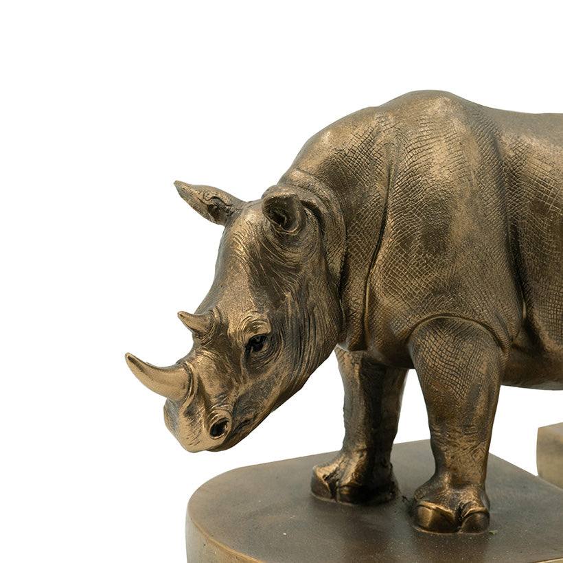 Enhabit Rhino Bookends, Set of 2 - Bronze
