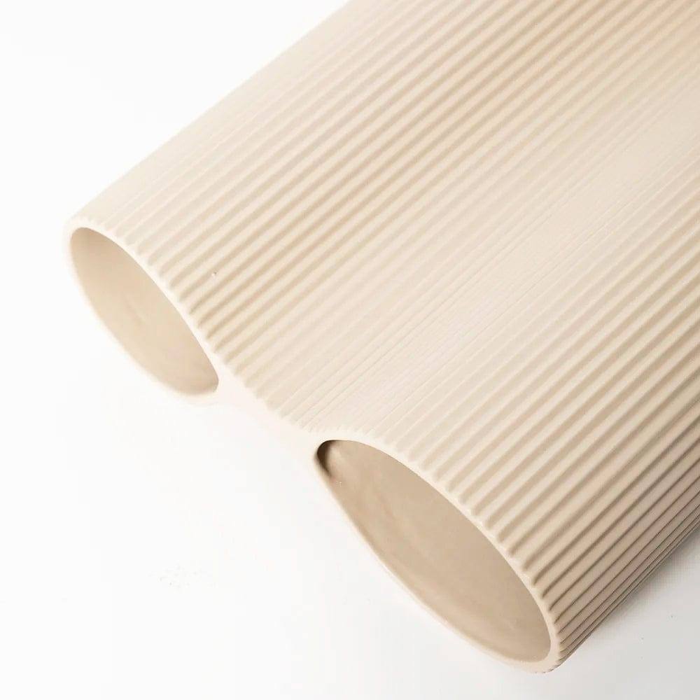 Enhabit Ribbed Duo Vase - Beige