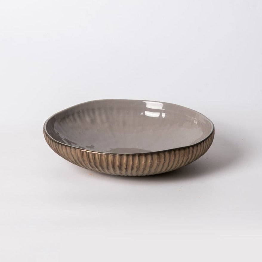 Enhabit Ribbed Glaze Bowl - Metal Grey