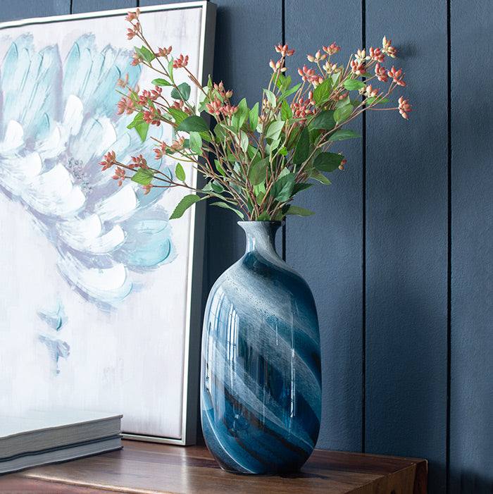 Enhabit Sandstorm Glass Vase Large - Blue Grey | Modern Quests