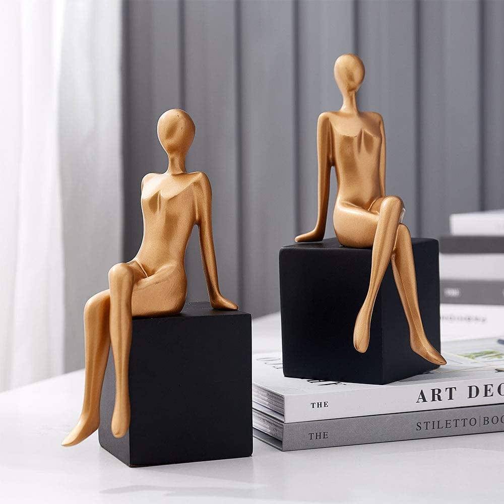 Enhabit Seated Bookends, Set of 2 - Black & Gold