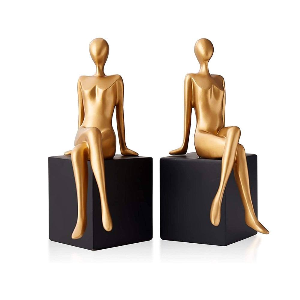 Enhabit Seated Bookends, Set of 2 - Black & Gold