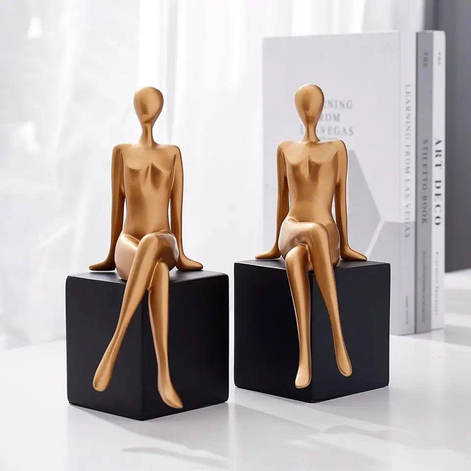 Enhabit Seated Bookends, Set of 2 - Black & Gold