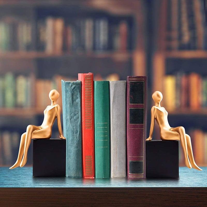 Enhabit Seated Bookends, Set of 2 - Black & Gold