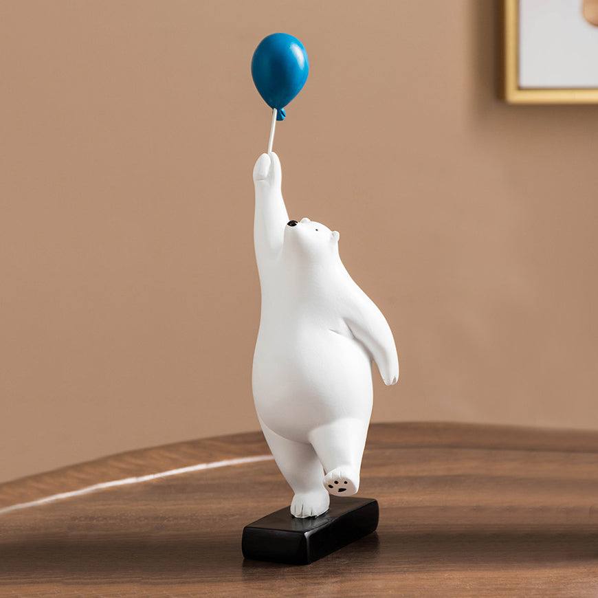 Enhabit Standing Bear with Balloon Sculpture - Blue