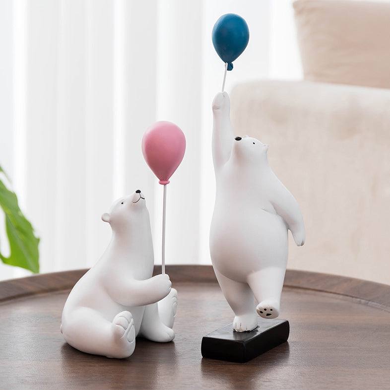Enhabit Standing Bear with Balloon Sculpture - Blue