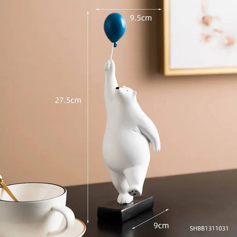 Enhabit Standing Bear with Balloon Sculpture - Blue