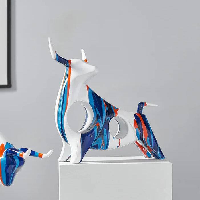 Enhabit Standing Bull Decorative Sculpture - Splash Blue