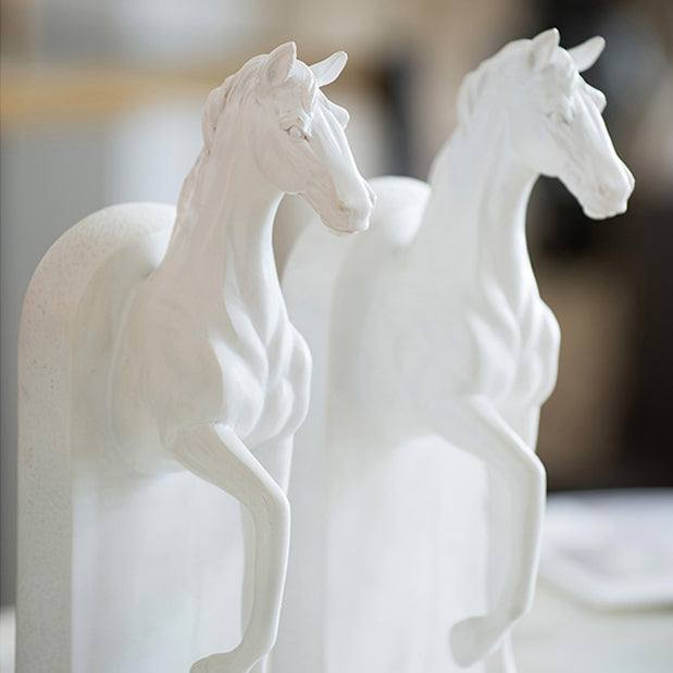 Enhabit Striding Horses Bookends, Set of 2 - White