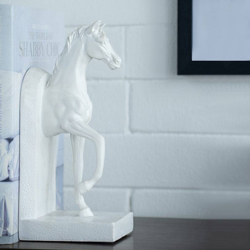 Enhabit Striding Horses Bookends, Set of 2 - White