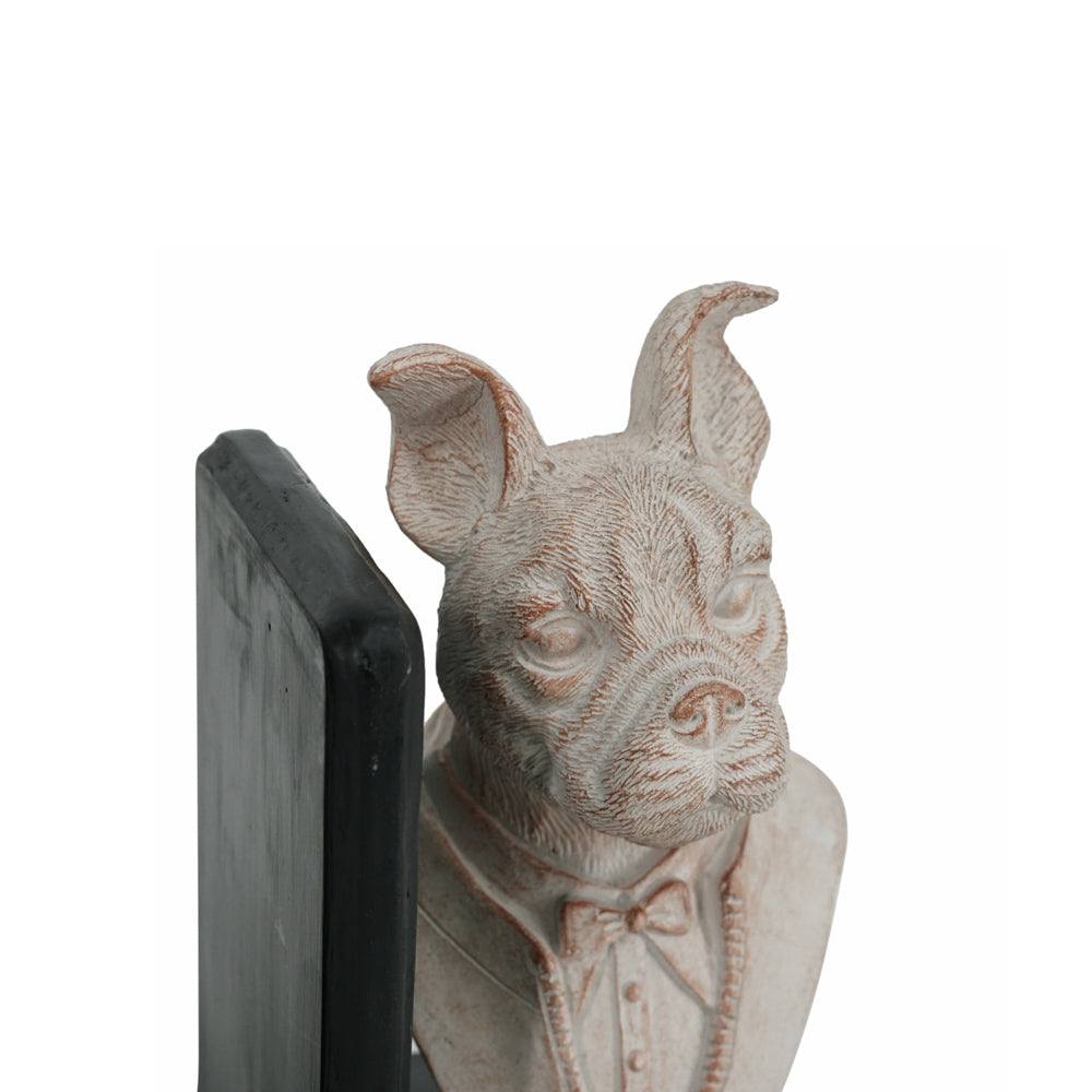 Enhabit Suited Bulldogs Bookends, Set of 2 - Vintage White