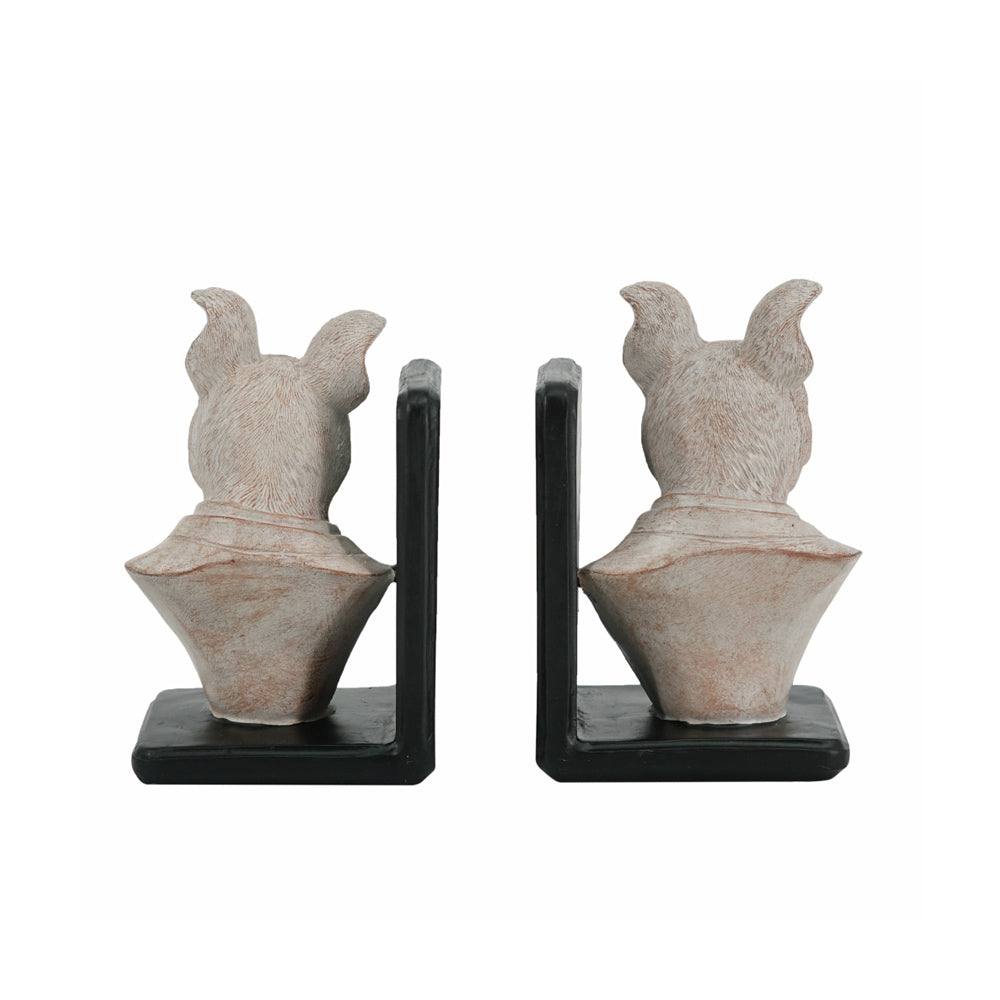 Enhabit Suited Bulldogs Bookends, Set of 2 - Vintage White